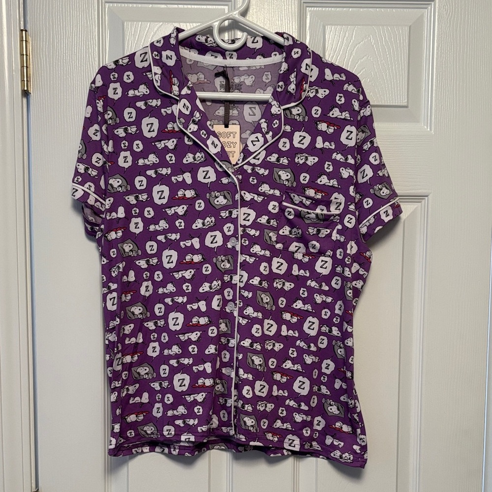 Peanuts Purple Snoopy Pajama Set Shirt and Pants NWT